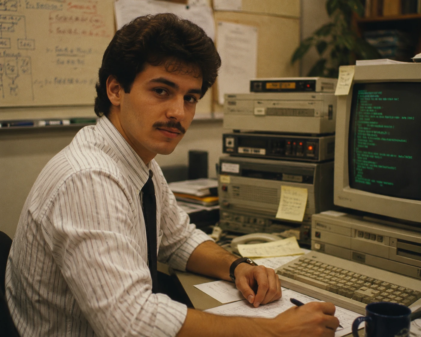 Amine's father in a retro computer studio