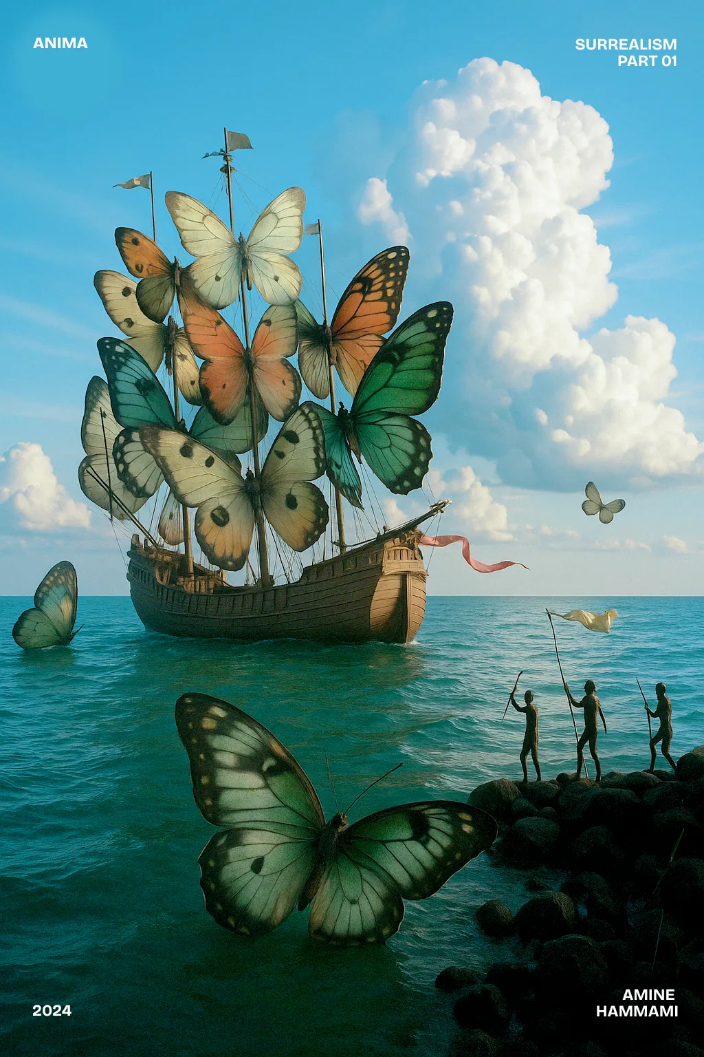 Photographic AI reimagining of Departure of the Winged Ship