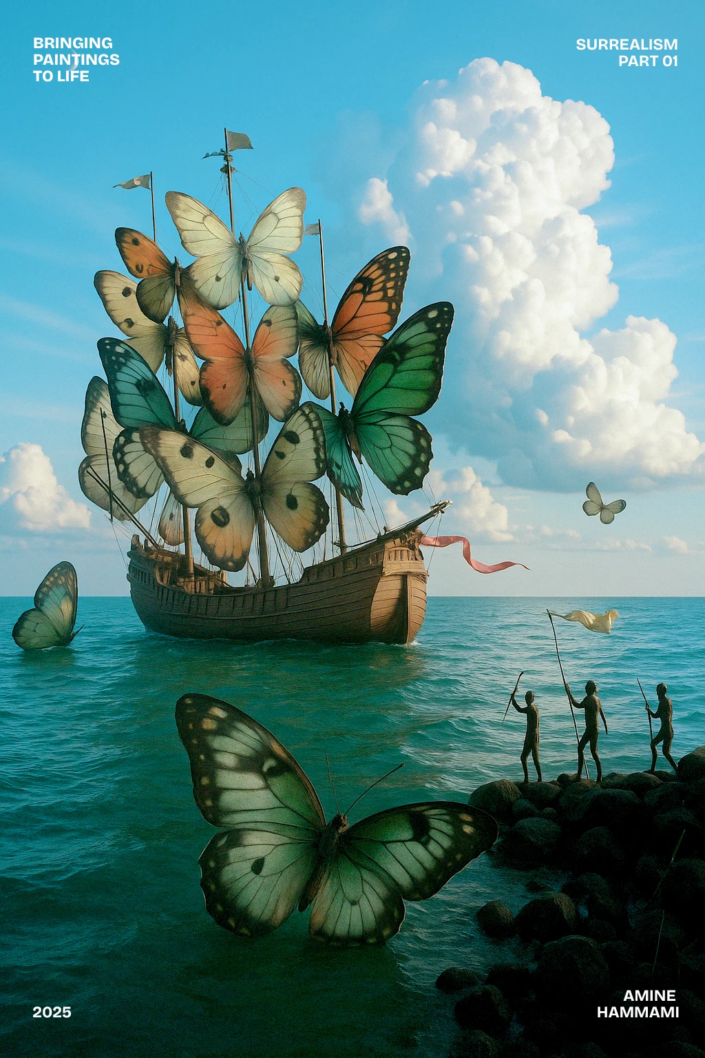 Photographic AI reimagining of Departure of the Winged Ship