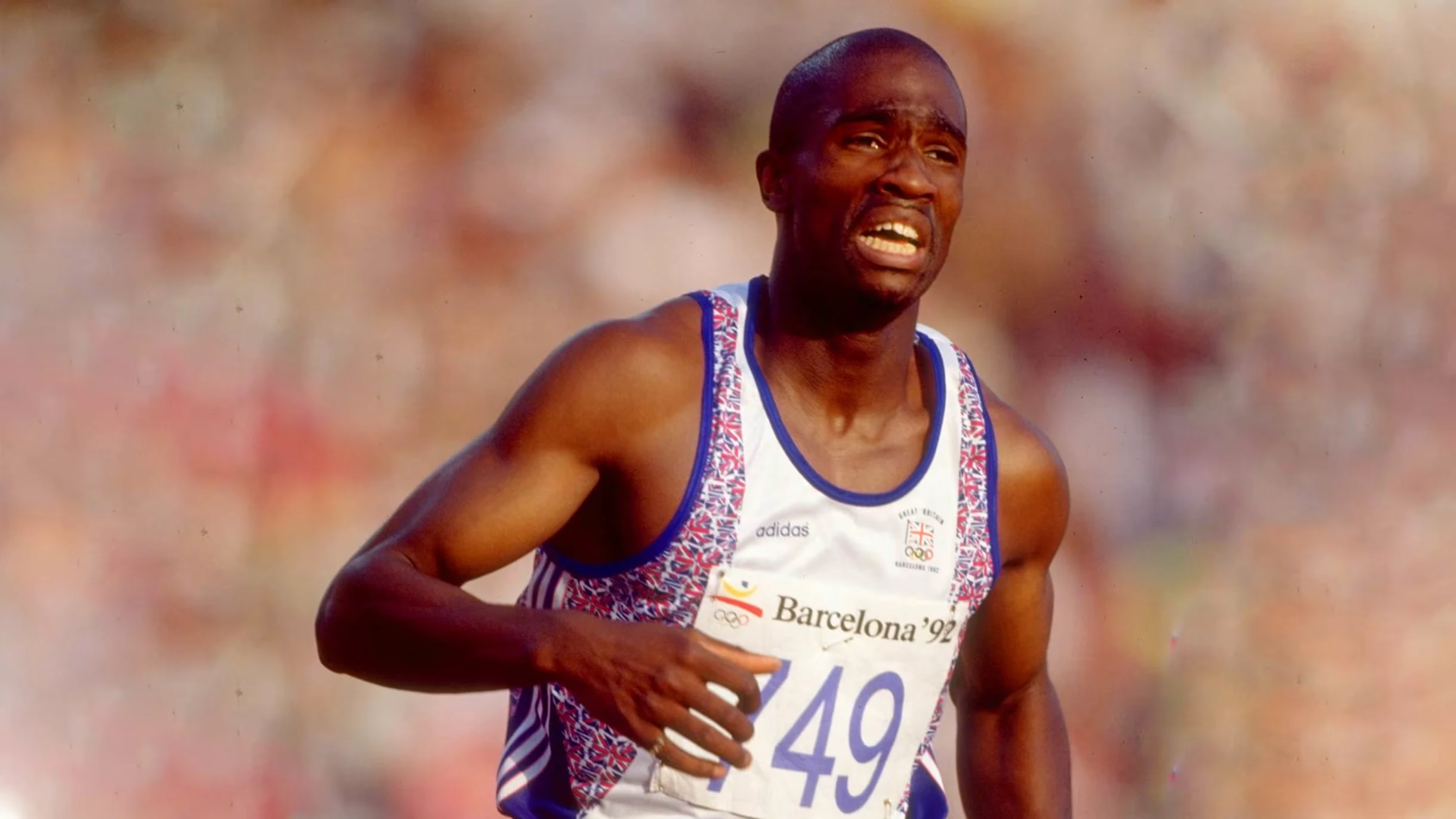 Derek Redmond running in the Barcelona 1992 Olympic 400 metres