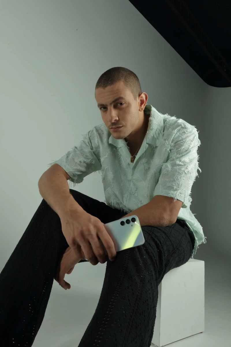 Fares Abdeddayem seated with the Galaxy A15