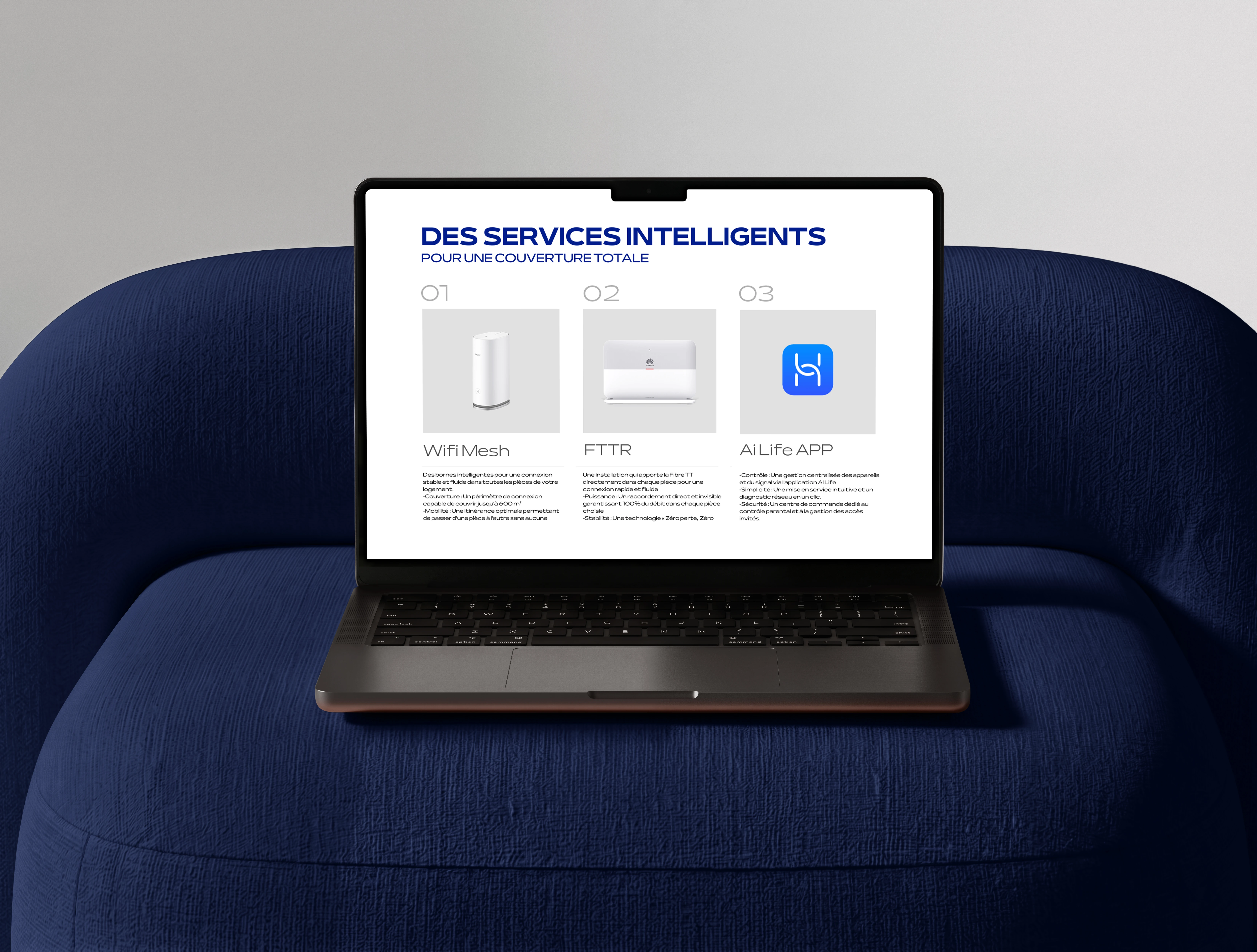 Tunisie Telecom smart services displayed on a MacBook